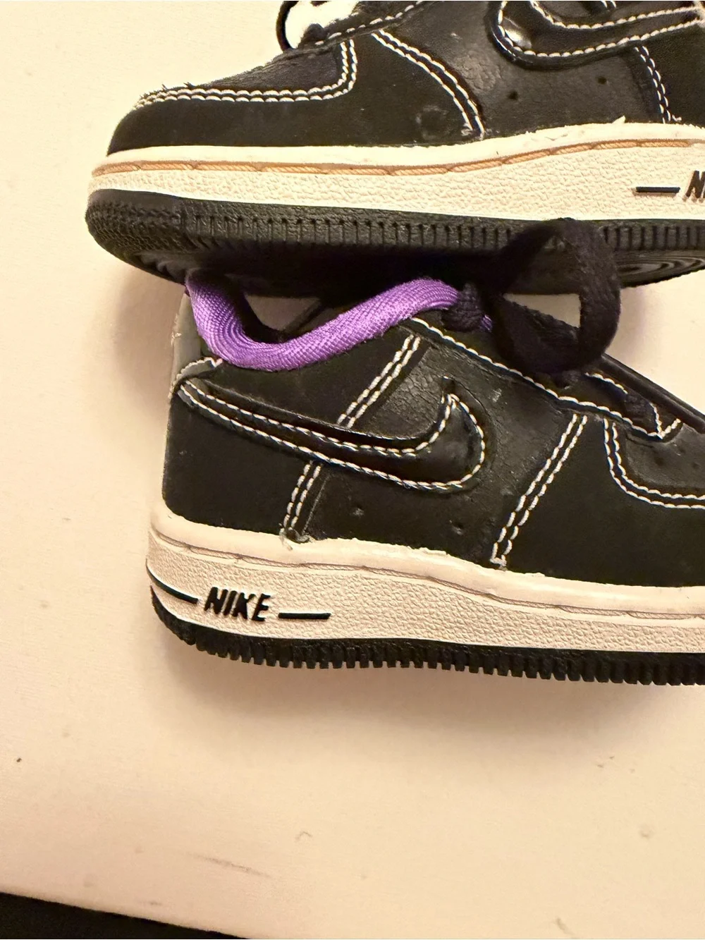 Kids Black and Purple Lace-Up Sneakers